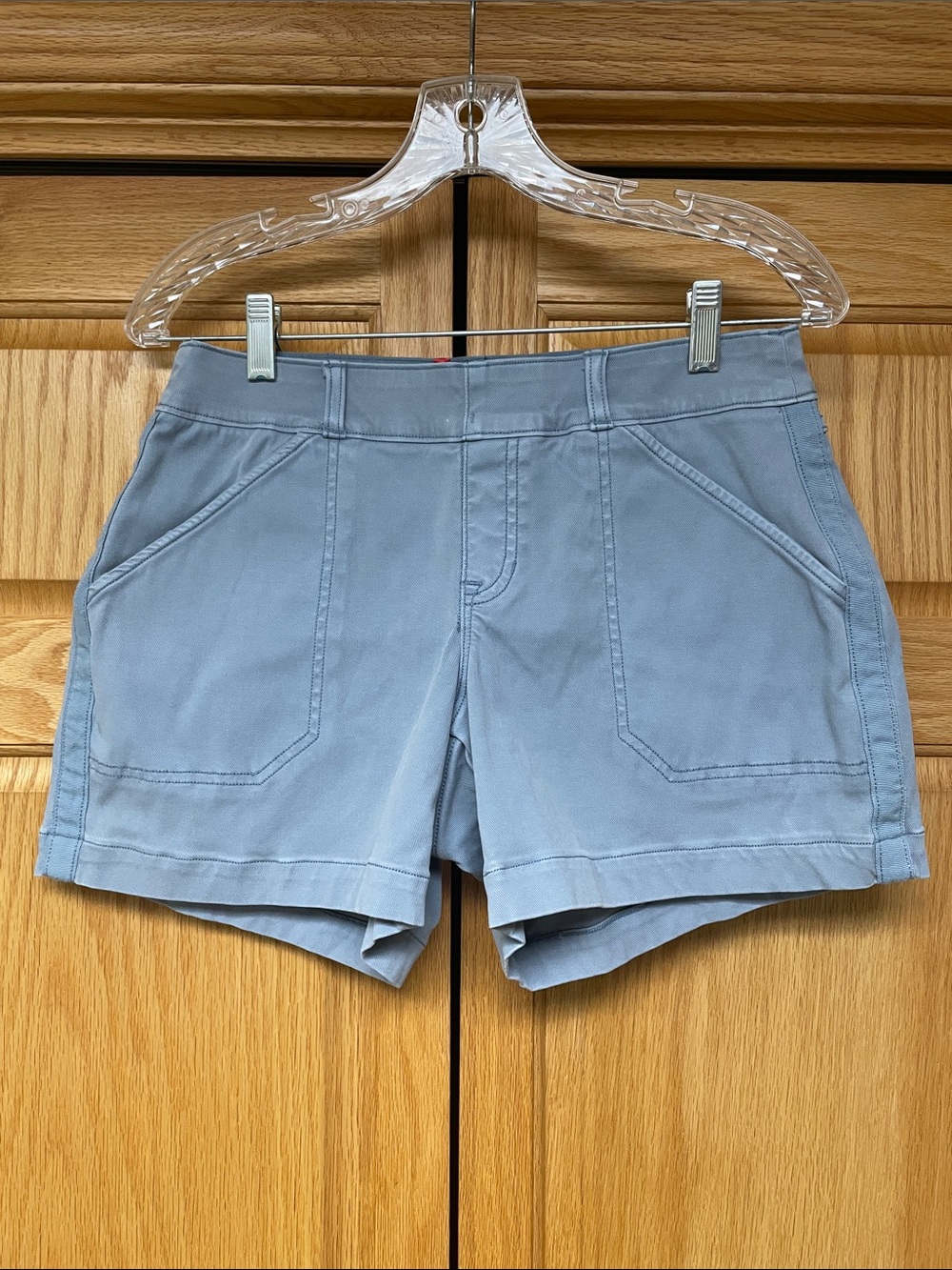 SPANX Soft Blue Athletic Shorts with Front Pockets